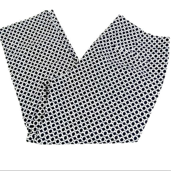 Talbots Black & White Geometric Circle Ankle Crop Pant Size 8 - Picture 1 of 3